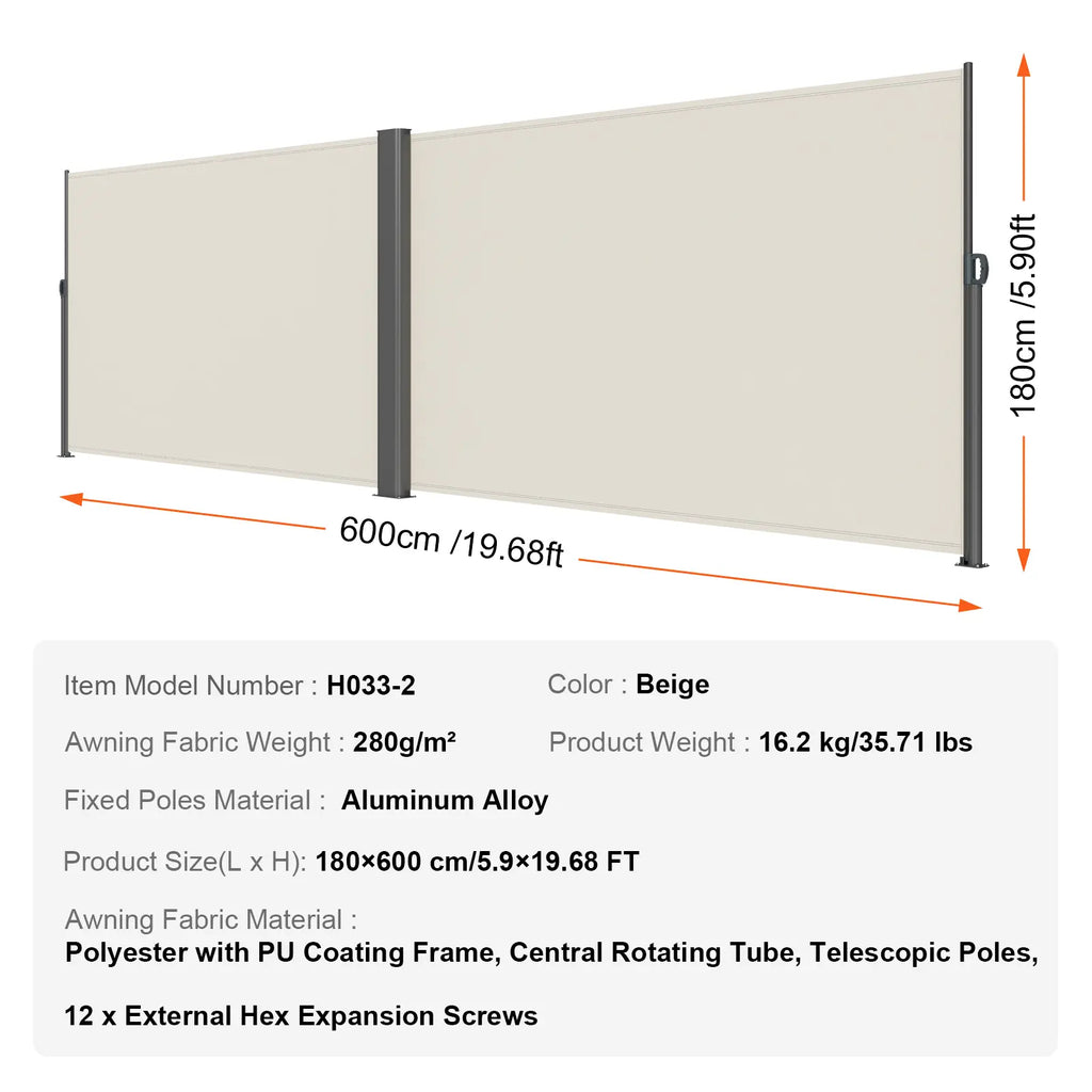 Retractable Aluminum Outdoor Privacy Screen