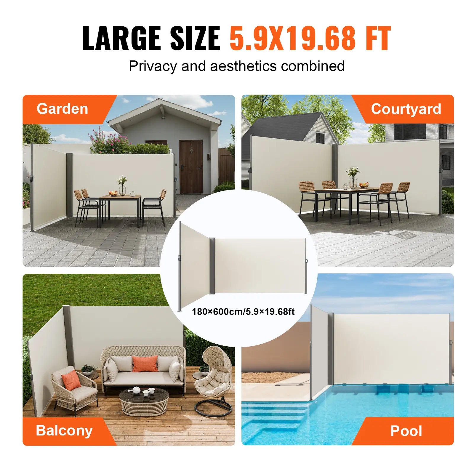 Retractable Aluminum Outdoor Privacy Screen