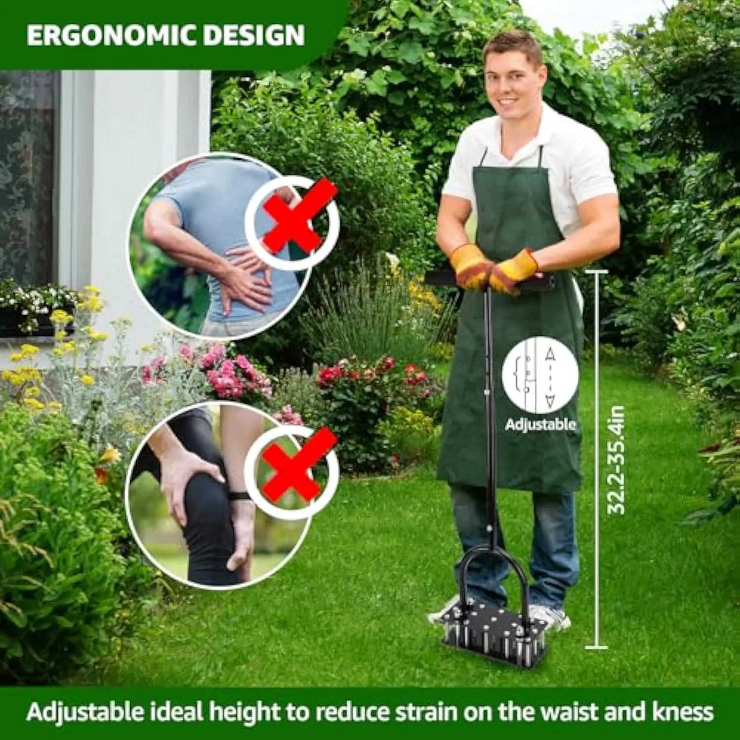 Lawn Aerator-Automatic Dirt and Leaf Clean Design